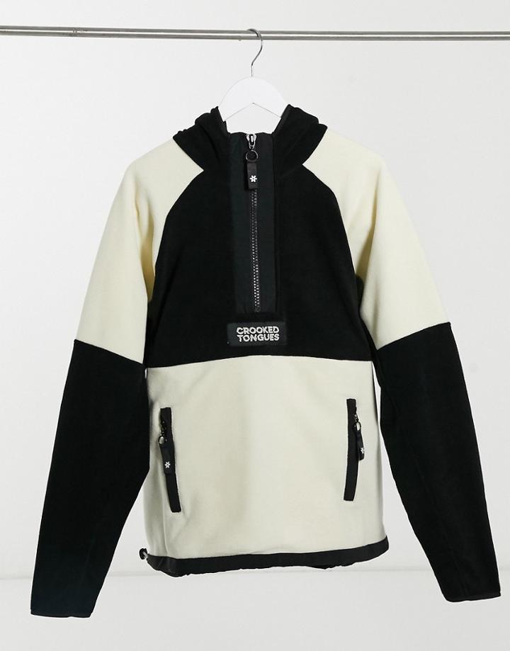 Crooked Tongues Co-ord Fleece Pullover Sweatshirt In Cut And Sew-black