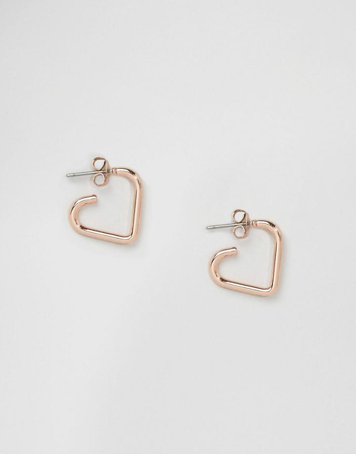 Pieces Ivy Heart Hoop Earrings - Copper