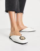 River Island Croc Square Toe Flat Mule In White