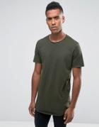 Jack & Jones Longline T-shirt With Curved Hem - Brown