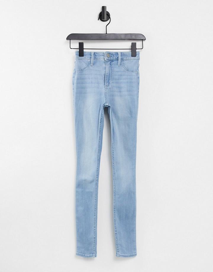 Hollister High Waist Skinny Jeggings In Light Wash Blue-blues