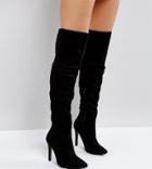 Truffle Collection Wide Fit Thigh High Stiletto Boot - Black