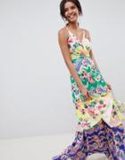 Asos Design Tiered Printed Maxi Dress - Multi