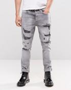 Religion Gore Ripped Jeans In Gray - Gray