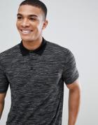 Asos Design Polo Shirt With Inject Fabric In Gray - Gray