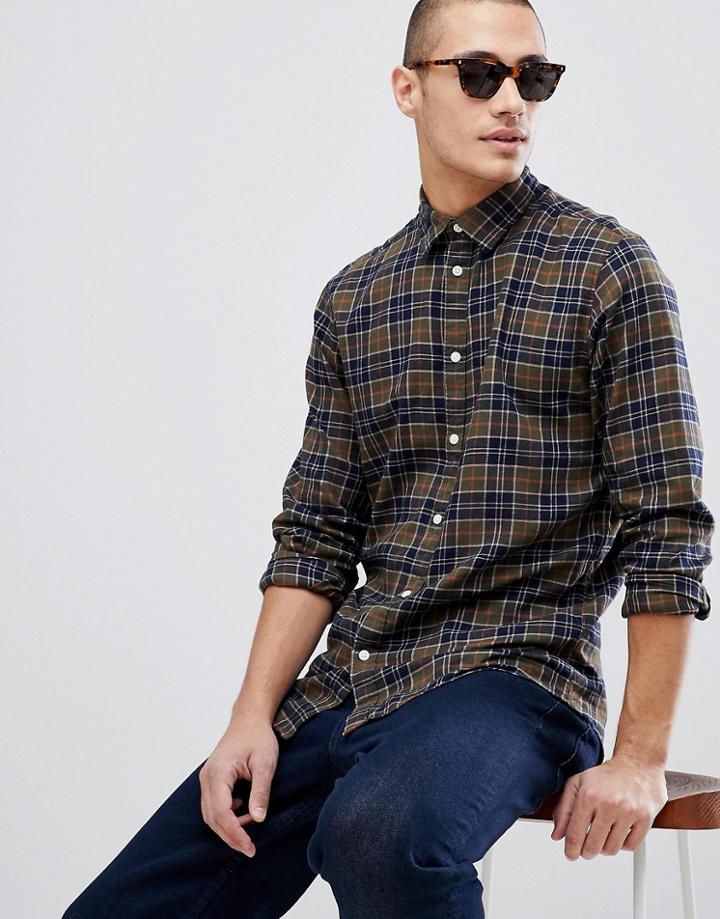 Selected Homme Check Shirt In Slim Fit - Green