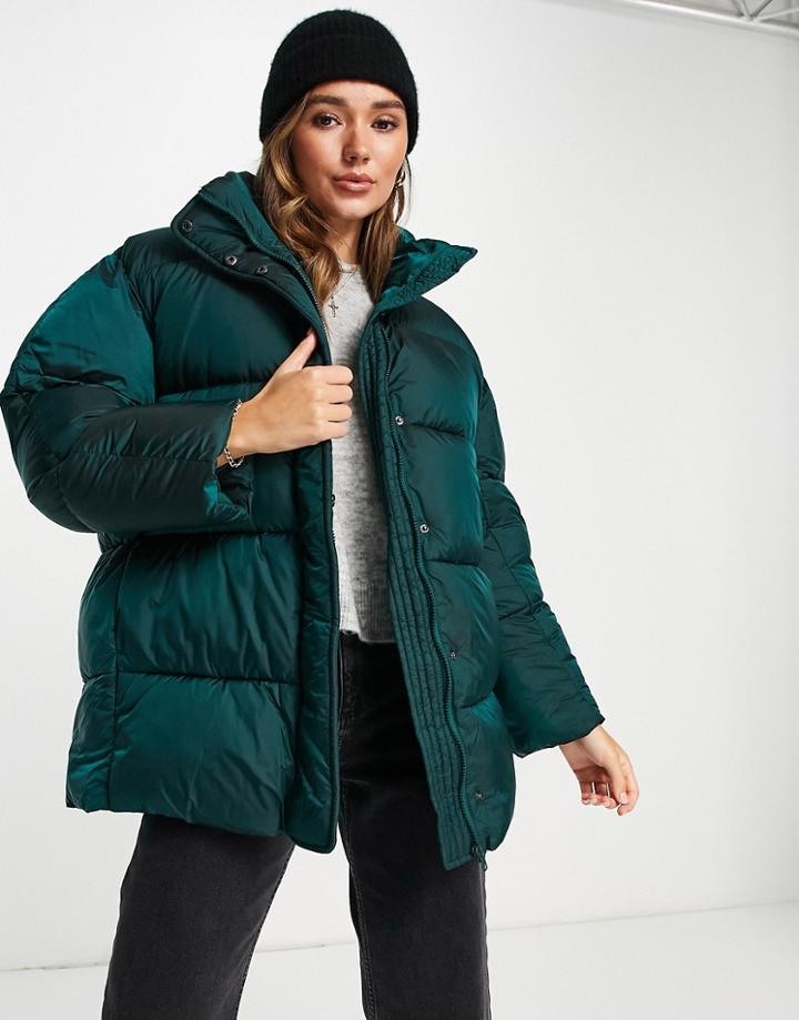 Asos Design Luxe Oversized Puffer Jacket In Emerald-green