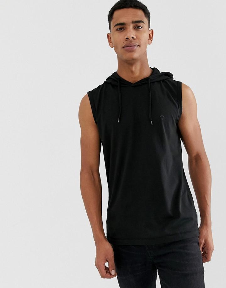 French Connection Sleeveless Hoodie-black