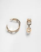 Asos Design Hoop Earrings In Oversized Open Chain Design In Gold - Gold