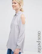 Asos Petite Cold Shoulder Blouse - Silver