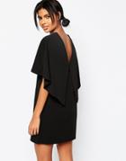 Asos Shift Dress In Crepe With Cape Back - Black