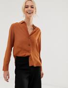 & Other Stories Relaxed Fit Button Up Shirt In Rust - Brown