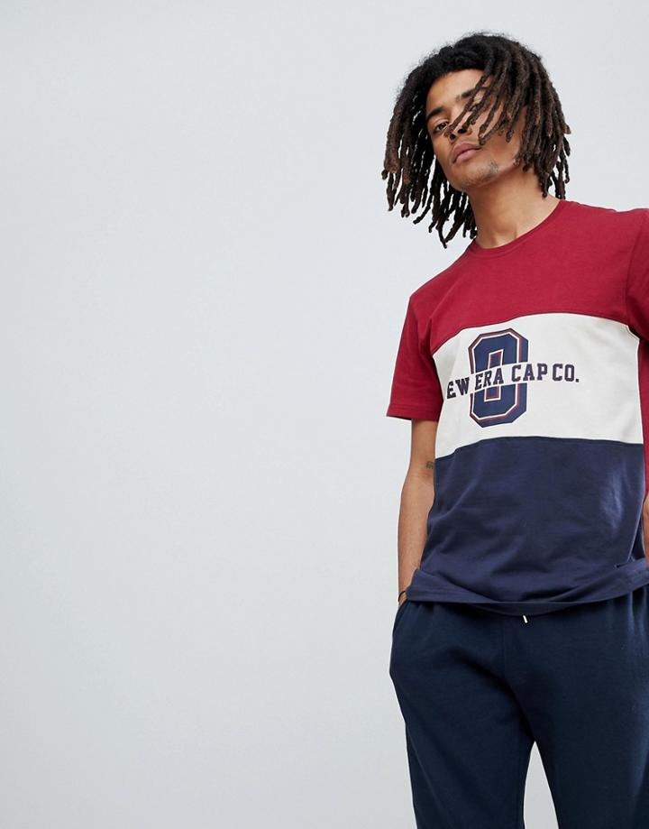New Era T-shirt With Panel World Logo T-shirt In Navy - Navy