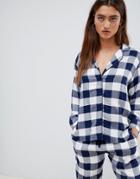 Asos Design Mix & Match Gingham Shirt In 100% Modal-navy