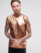 Asos T-shirt In Metallic Bronze - Bronze