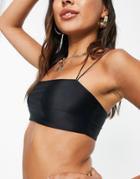 Asos Design 00s Micro Strappy Square Neck Bikini Top In Slinky Black
