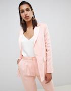 Asos Design Tailored Satin Contrast Blazer Two-piece-pink