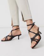 Who What Wear Pamela Strappy Toe Loop Ankle Fastening Sandals In Black