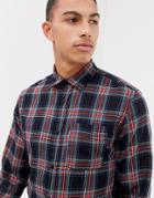 Jack & Jones Originals One Pocket Check Shirt In Red-black