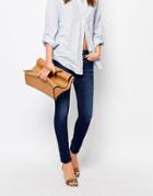 Boss Orange Classic Skinny Jeans In Mid Wash - Navy