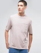 Asos Oversized T-shirt With Half Sleeve And Pockets In Beige - Beige