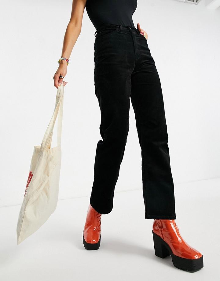 Weekday Rowe Cotton Cord Trousers In Black - Black
