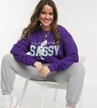 In The Style Plus X Olivia Bowen Oversized Motif Sweatshirt In Purple