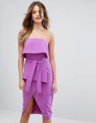 Lavish Alice Bandeau Tie Midi Dress - Purple