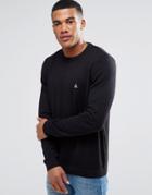 Asos Cotton Crew Neck Sweater With Logo In Black - Black