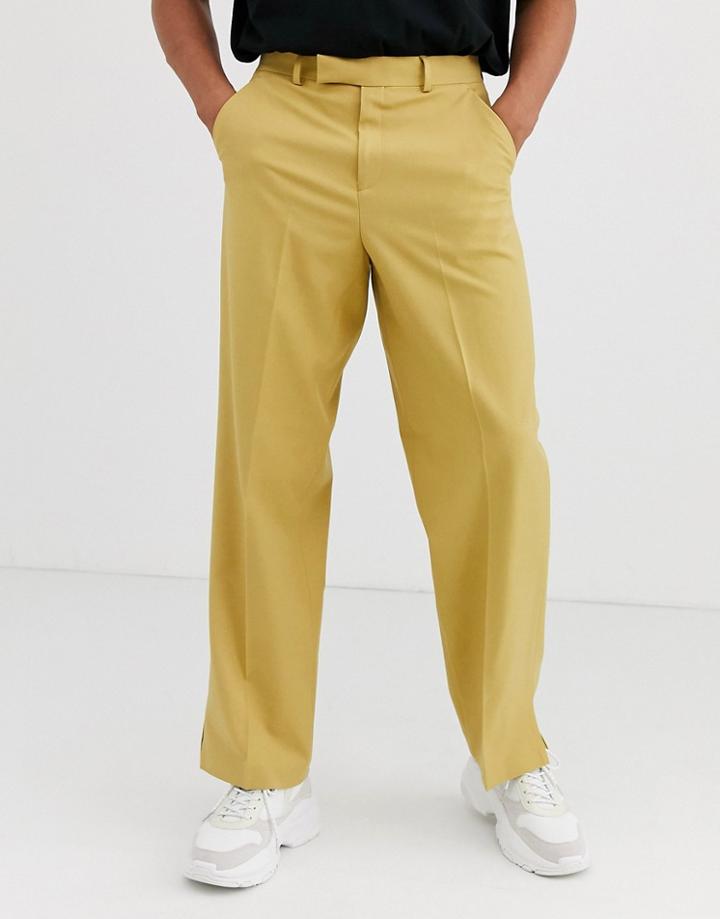 Asos Design Wide Leg Smart Pants In Mustard