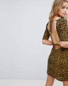 Honey Punch Open Back Tea Dress In Velvet Burnout Leopard - Multi