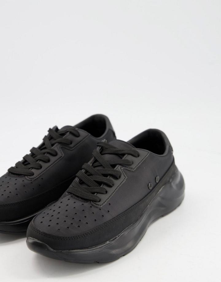 Asos Design Lace Up Sneakers In Black With Chunky Sole