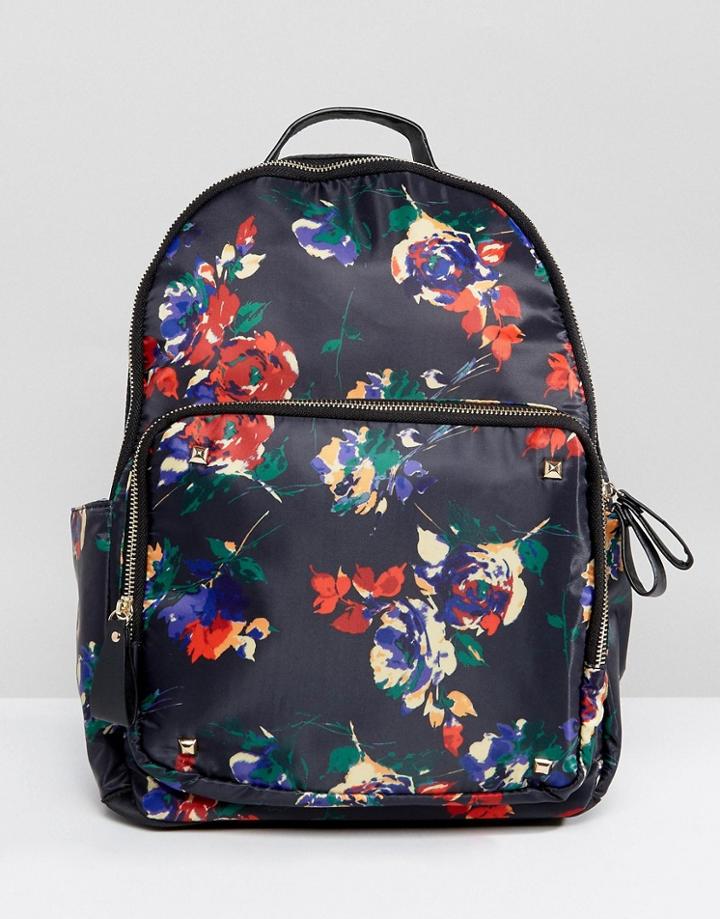 Yoki Floral Printed Backpack - Navy