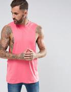 Asos Sleeveless Longline T-shirt With Dropped Armhole - Pink