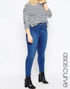 Asos Curve Ridley Skinny Jeans In Reef Wash - Blue