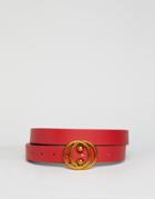 Asos Design Circle And Ball Detail Jeans Belt In Red