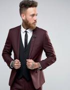 Harry Brown Slim Fit Suit Jacket In Red Mini Check - Red