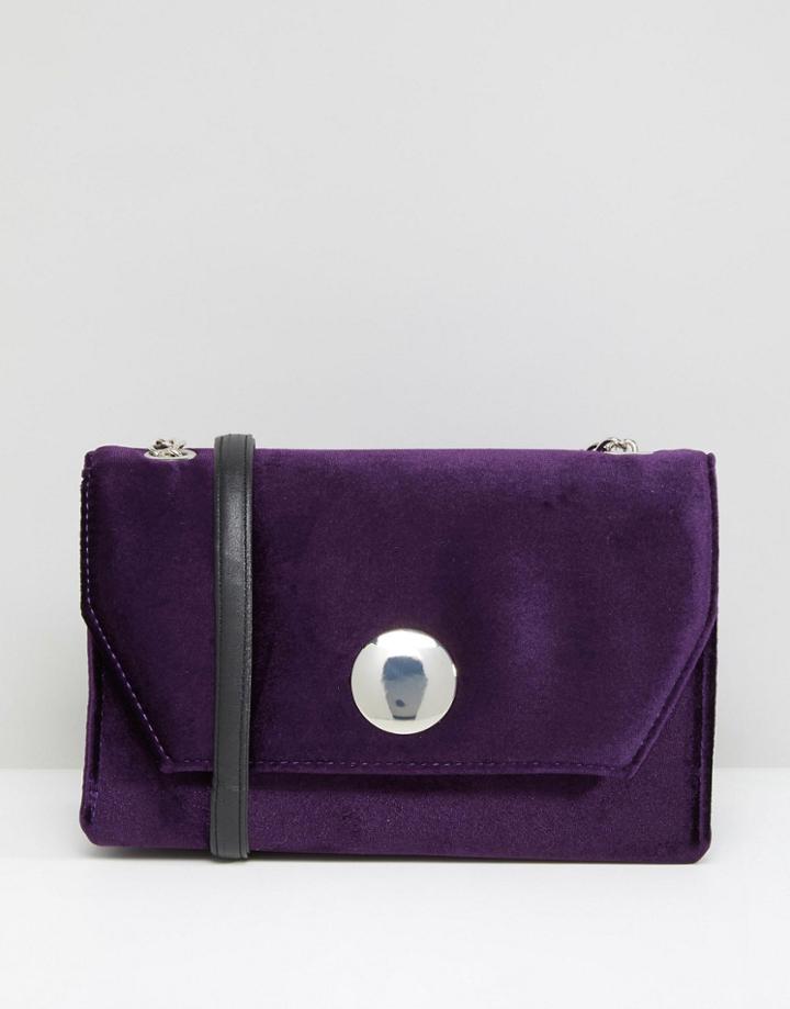 New Look Velvet Chain Shoulder Bag - Purple