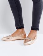 Lost Ink Rose Gold Flat Shoes - Gold