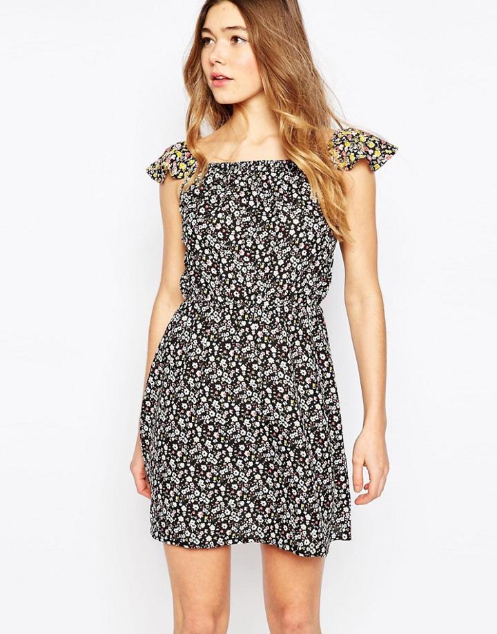 Influence Mixed Print Bardot Dress - Multi