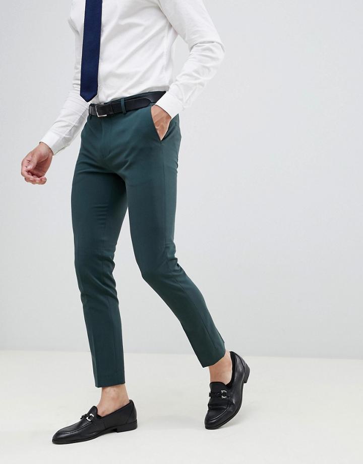 River Island Wedding Super Skinny Suit Pants In Dark Green - Green