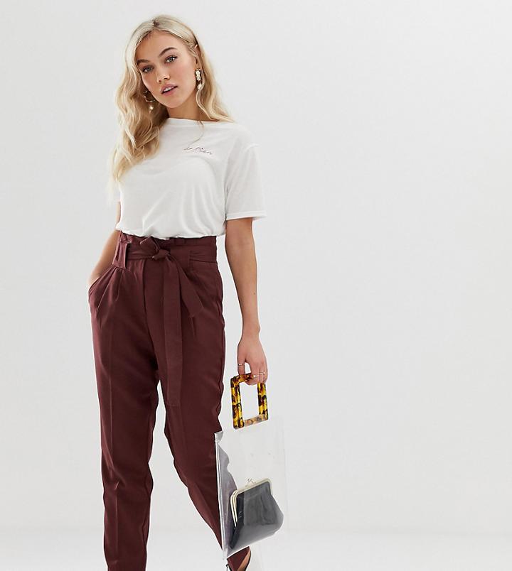 Y.a.s Petite Paperbag Waist Pants-brown