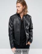Black Phoenix Leather Bomber Mock Croc Texture In Black - Black