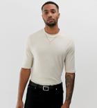 Asos Design Tall Organic Smart Slim Fit T-shirt In Beige