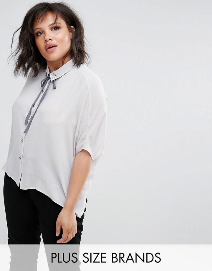 Elvi Gray Embellished Box Top - Gray