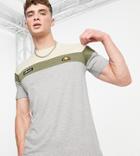 Ellesse Color Block T-shirt In Gray And Ecru Exclusive To Asos-grey