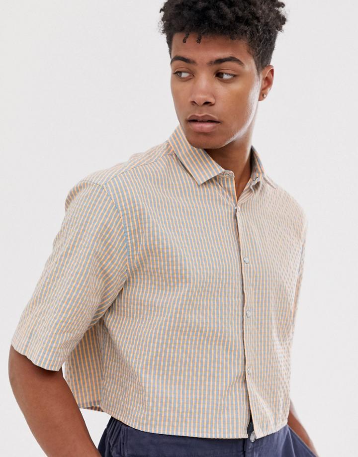 Asos Design Oversized Boxy Fluro Grid Check Shirt - Orange