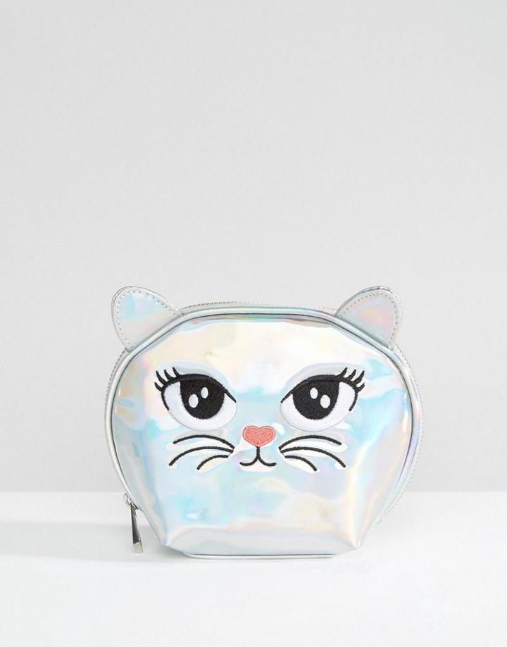 Asos Metallic Cat Makeup Bag - Silver