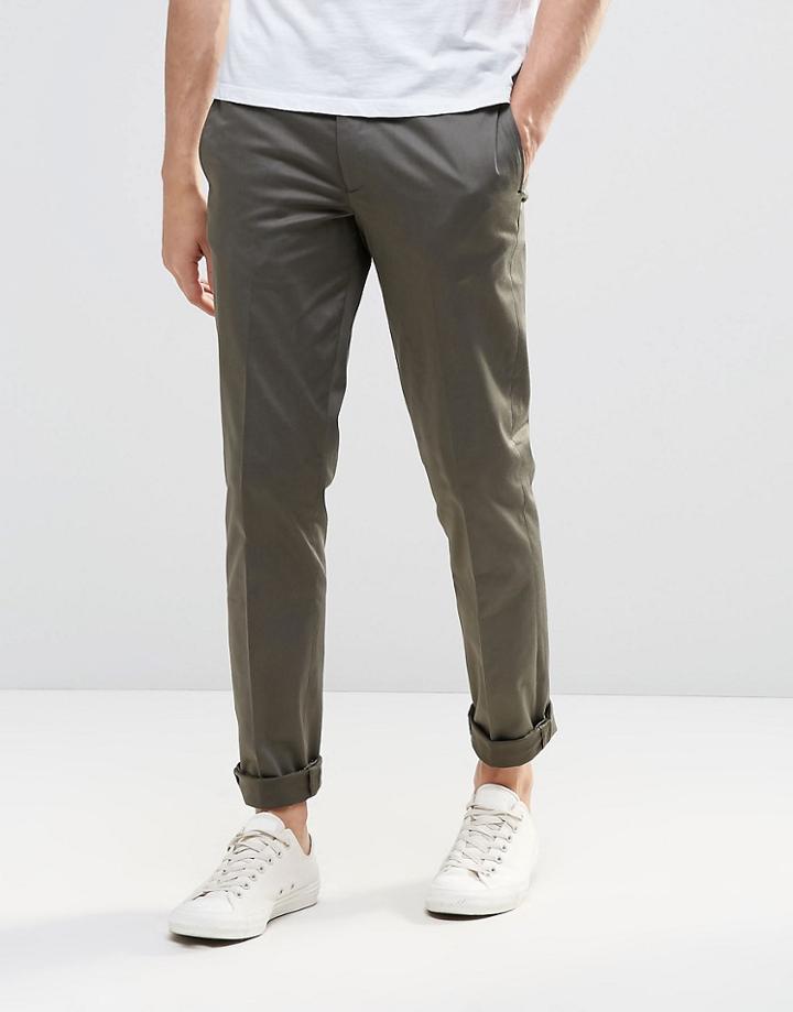 Asos Skinny Smart Chinos In Khaki - Forest Night