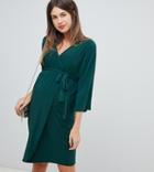 Bluebelle Maternity Kimono Dress In Forest Green - Green